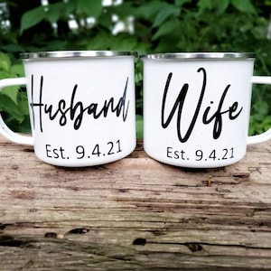 Husband and Wife Mugs, Couples Mug Set, Newlywed Gift, Personalized Wedding Gift, Bridal Shower Gift, Anniversary Gift, Couples Gift