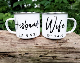 Husband and Wife Mugs, Couples Mug Set, Newlywed Gift, Personalized Wedding Gift, Bridal Shower Gift, Anniversary Gift, Couples Gift