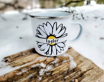 Personalized Daisy Mug: Floral Coffee Cup, Spring Gift