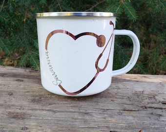Personalized Nurse Coffee Mug: Stethoscope Healthcare Provider Cup