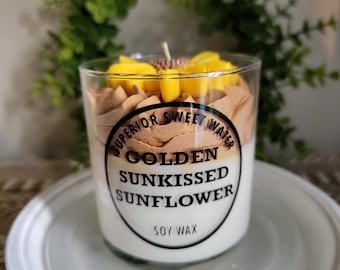 Sunflower Fall Whipped Soy Candle Decor: Fall Floral Candle