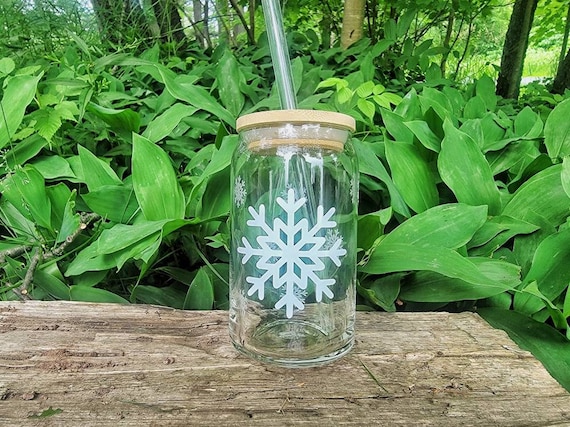 Snowflake Beer Can Glass, Beer Glass Can, Glass Coffee Cup, Soda Glass Can, Winter Glass, Iced Coffee Glass, Beer Glass Cup, Christmas Gift