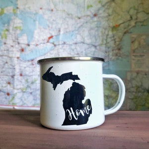 Custom State Campfire Mug, Personalized Enamel Mug, Housewarming Gift
