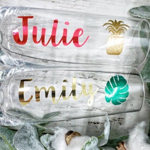 Champagne Flutes, Luau Themed Party, Tropic Like Its Hot, Aloha Beaches, Tropical Bach Party, Personalized Flutes,  Bachelorette Party