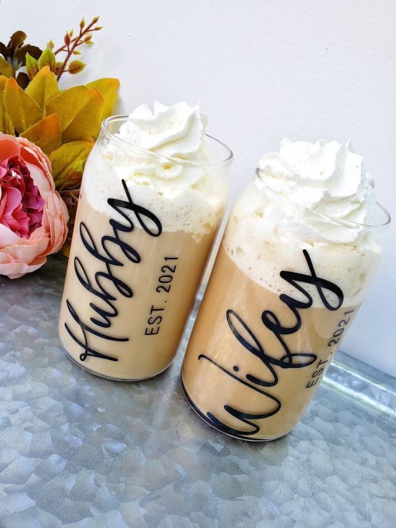 Hubby & Wifey Cup Set | Beer Can Glass Cup