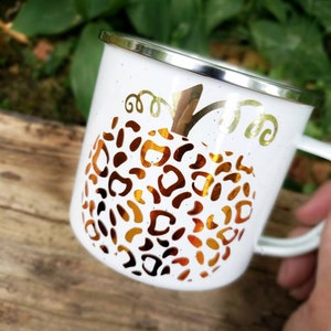 Pumpkin Campfire Mug, Fall Cheetah Coffee Mug, Fall Animal Print, Pumpkin Coffee Mug, Pumpkin Cup,  Pumpkin Spice Latte, Gift for Fall Lover