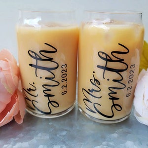 Mr. and Mrs. Tumblers with Lid, Hubby And Wifey Cup, Personalized Wedding Gift, Bridal Shower Gift, Wedding Gift for Couple, Iced Coffee Cup