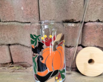 Halloween Witch Modern Art Glass Beer Can Glasd Tumbler