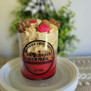 Chocolate Covered Strawberries Whipped Dessert Candle