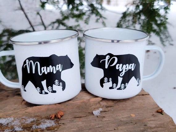 Mama Bear Papa Bear Couples Mugs, Mug Set, Pregnancy Announcement