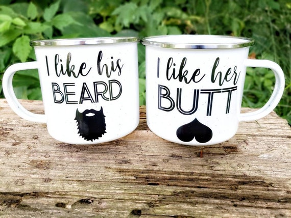 I Like Her Butt Mug I Like His Beard Mug Couples Mug Mug Set His & Hers Mugs 