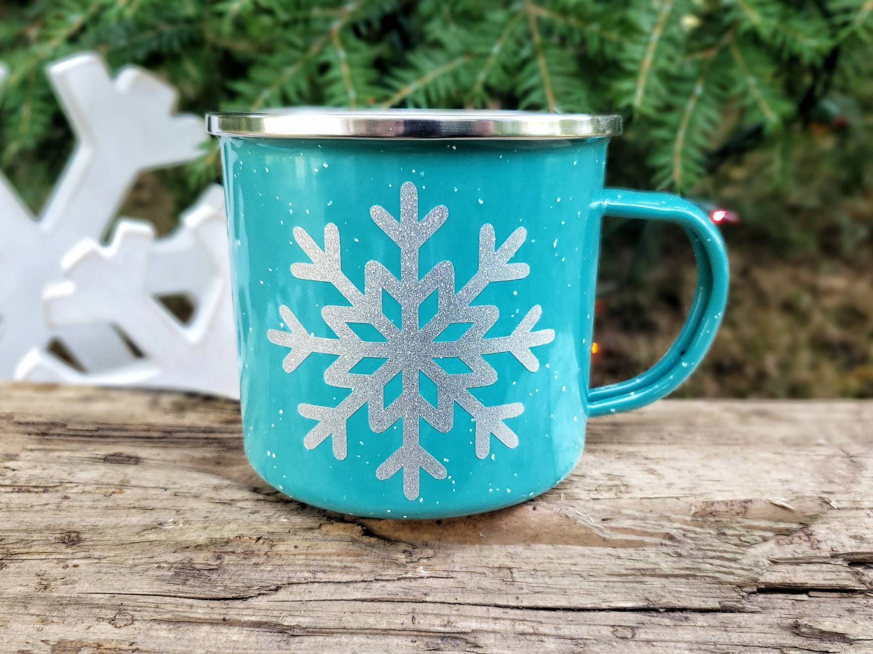 Snowflake Campfire Mug, Christmas Mug, Hot Chocolate Mug, Hot Cocoa Cup, Holiday Gifts, Winter Coffee Mug, Stocking Stuffer, Christmas Gift product image