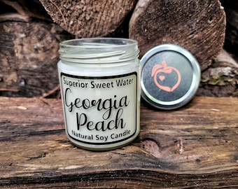 Georgia Peach Candle, Peach Scented Soy Candle, Georgia Gift,  Handpoured Candle,  Housewarming Gift,