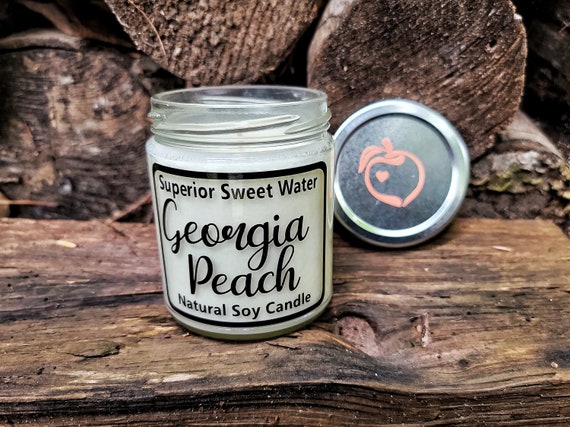 Georgia Peach Candle, Peach Scented Soy Candle, Georgia Gift,  Handpoured Candle,  Housewarming Gift,