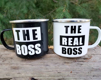 The Boss and The Real Boss Couples Mug Set, Boss Mug Set, Couples Gift, Wedding Gift Set, Anniversary Gift, His and Her Mugs, Wedding Gift