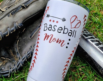 Baseball Mom Tumbler with Lid,  Insulated Baseball Cup