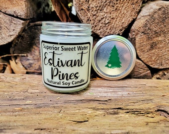 Estivant Pines Candle, Upper Peninsula Gift, Christmas Soy Candle, Handpoured Soy Candle, Holiday Candle, Pine Needle Scent, Christmas Tree