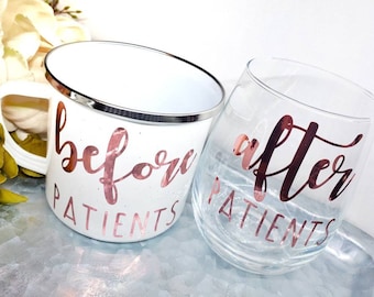 Before & After Patients Mug and Wine Glass Set - Nurse Doctor Gift