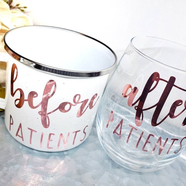 Before & After Patients Mug and Wine Glass Set - Nurse Doctor Gift