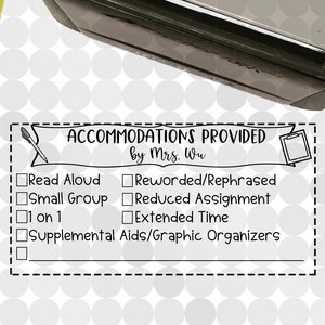 LARGE Accommodations Provided Checklist Self-inking Teacher Stamp