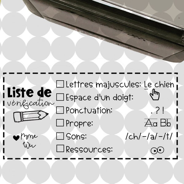 Large Personalized Writing Checklist IN FRENCH Self-inking Teacher Stamp