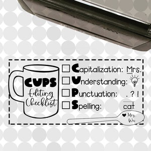LARGE CUPS Editing Checklist Self-inking Teacher Stamp