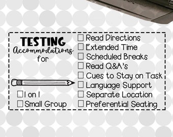 LARGE Testing Accommodations Checklist Self-inking Teacher Stamp