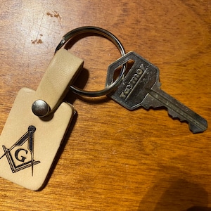Masonic leather keychain