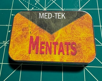 Fallout inspired cap stash tin, Mentats, Nuka Cola, Fixer.