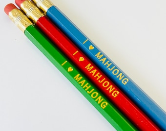 I Love Mahjong Pencil Set of 3