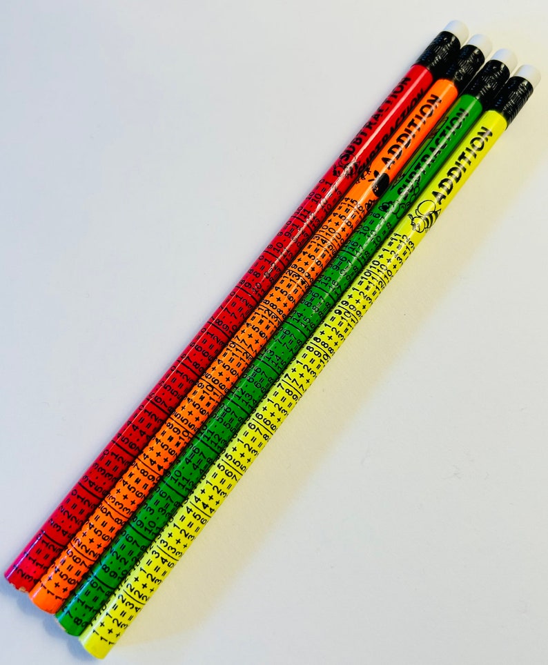 Addition and Subtraction Table Pencils - Etsy