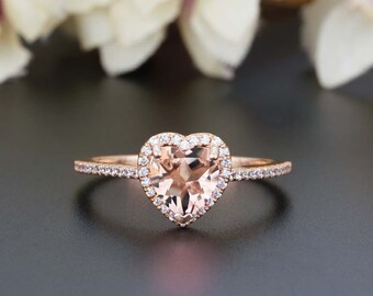 Rose gold shop morganite heart ring