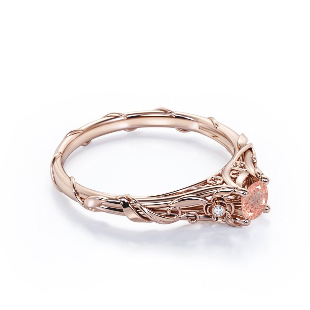 Vintage Pink Quartz Promise Ring Valentines Day Gift For Her Etsy