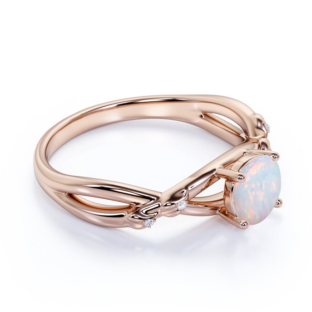 Traditional Opal & Diamond Wedding Ring 1.35 Carat Infinity - Etsy