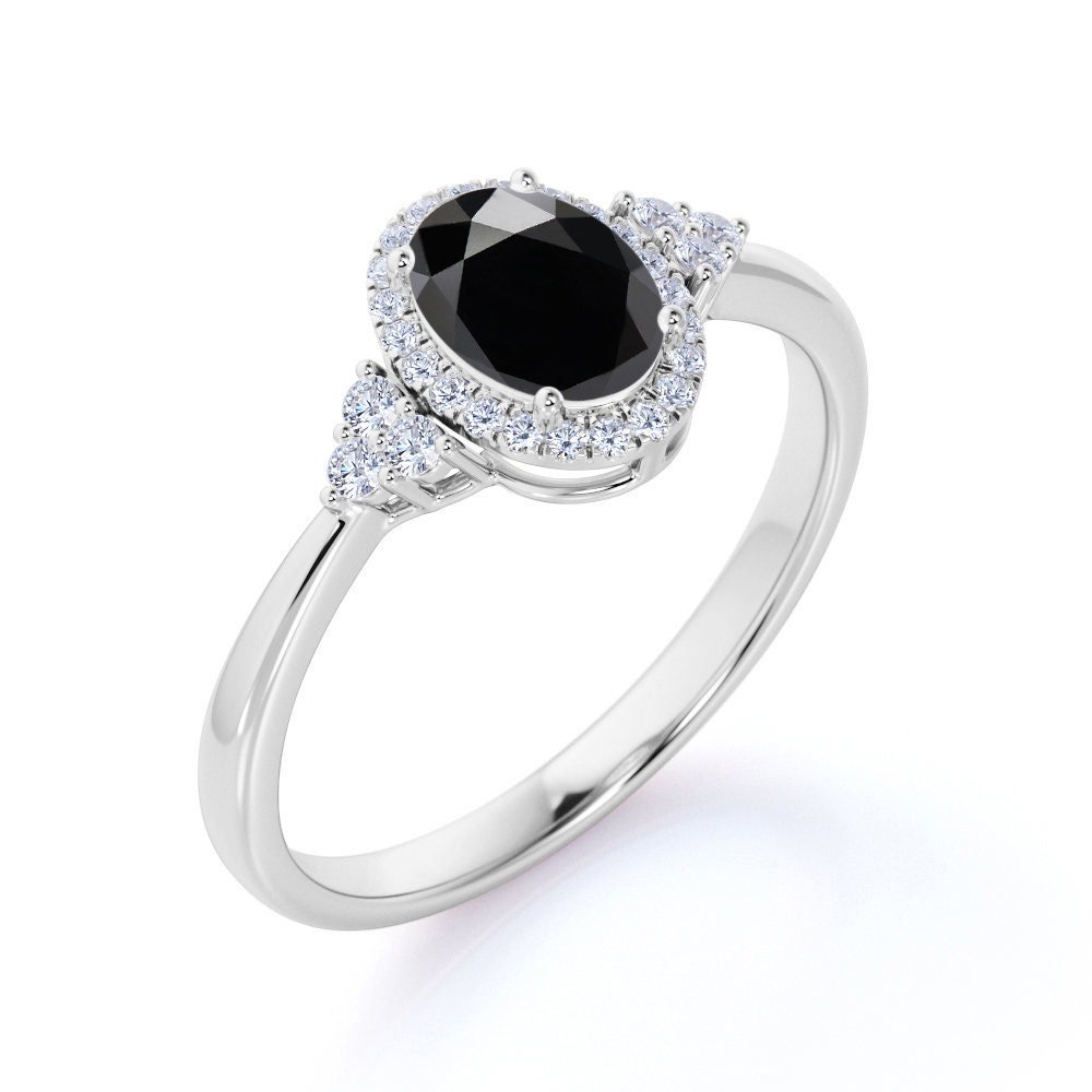 AUTHENTIC 1.5 Carat Black Diamond Engagement Ring Real 14k - Etsy