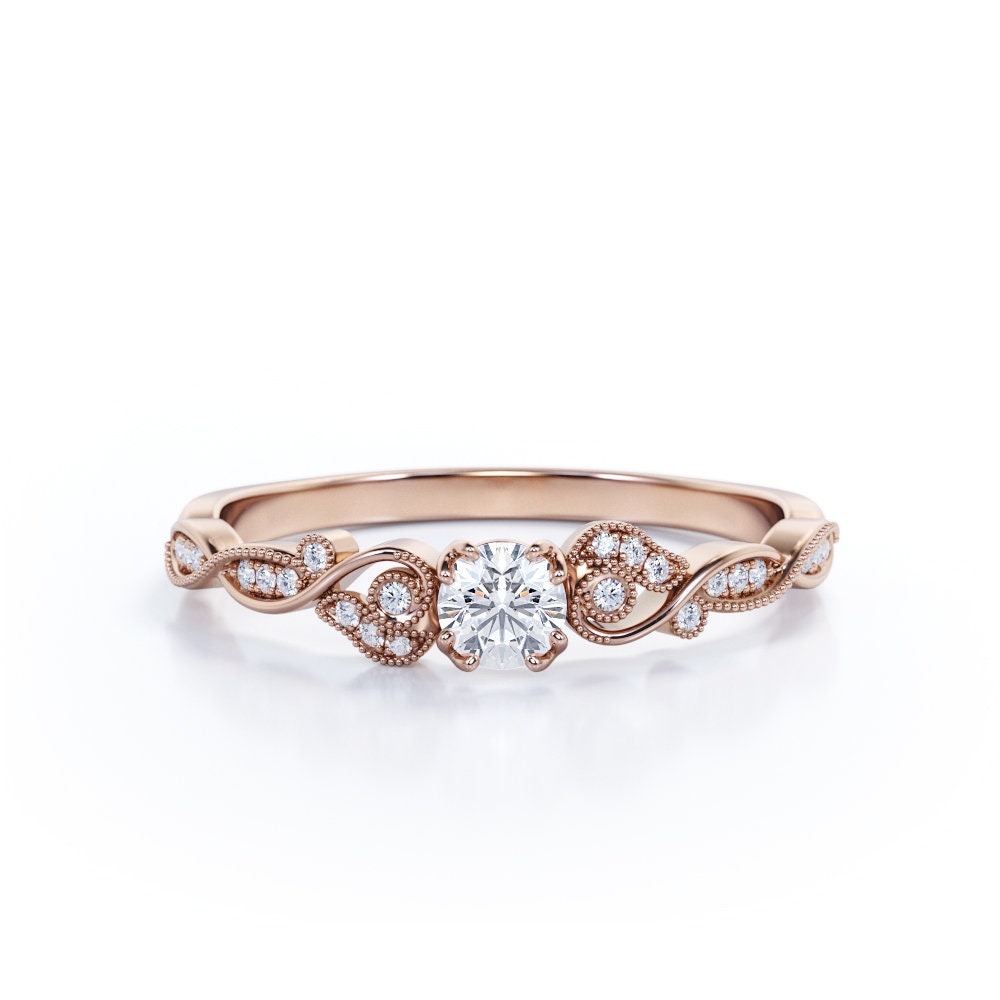 Petite Moissanite Promise Ring For Her Minimal Vintage Etsy