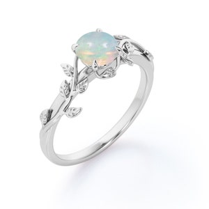 Nature Inspired Opal Ring Rose Gold Opal Engagement Ring - Etsy