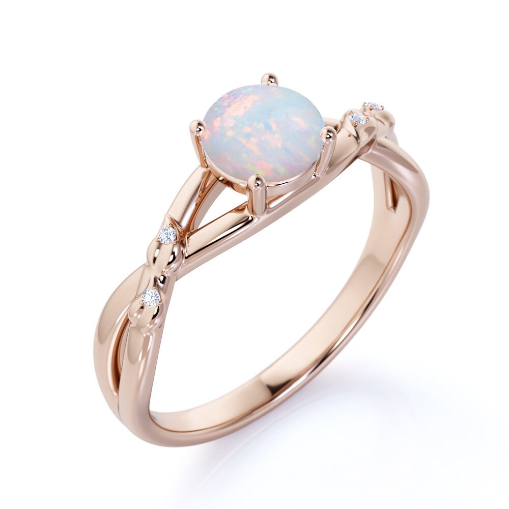 Traditional Opal & Diamond Wedding Ring 1.35 Carat Infinity - Etsy