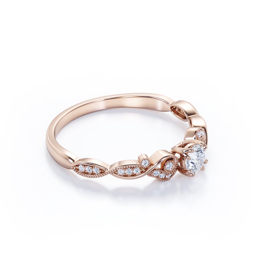 Petite Moissanite Promise Ring For Her Minimal Vintage Etsy