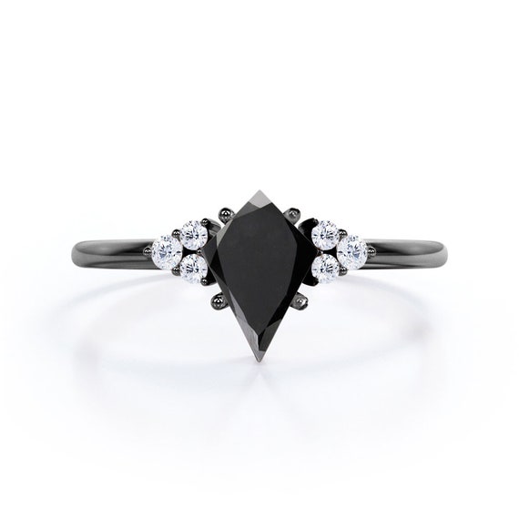 Etsy black diamond engagement ring discount