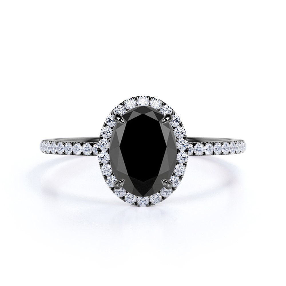 Oval black diamond engagement rings deals