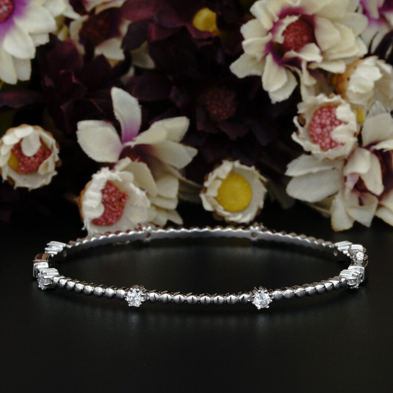 White Sterling Silver Bracelet,Cubic Zirconia Bracelet Dainty Bracelet For Women Bangles Bracelet,Charm Bracelet,Birthday/'s Gift For Her
