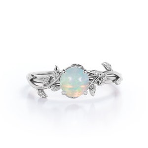 Nature Inspired Opal Ring Rose Gold Opal Engagement Ring - Etsy