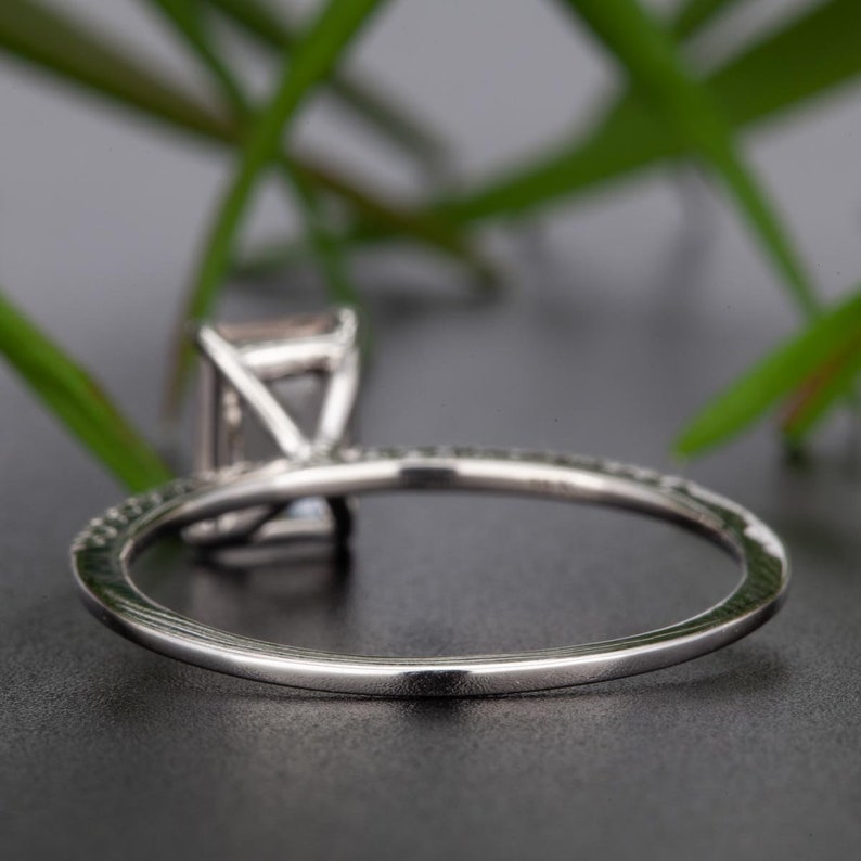 1.25 Carat Emerald Cut Morganite and Diamond Engagement Ring | Etsy