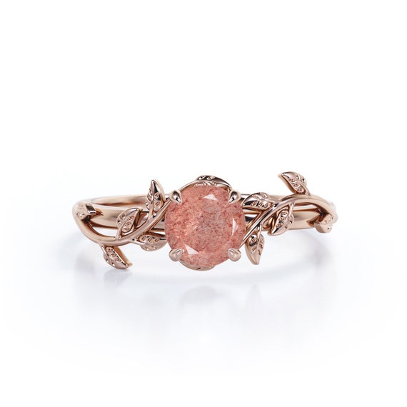 Strawberry Quartz Engagement Ring Rose 
