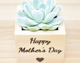 Mother's Day Mini Wooden Planter | Succulent Wooden Planter | Happy Mother's Day