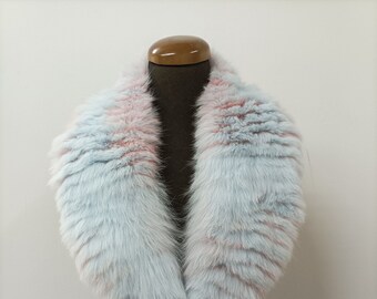 Cuello de piel, cuello de piel de zorro, multicolor, cuello de piel auténtica, accesorios de invierno para abrigos