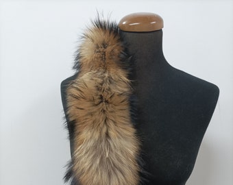 Futro z szopa pracza, wykończenie kaptura w kolorze naturalnym/ Paski futrzane do kurtek i płaszczy/ unisex, męskie i damskie