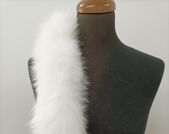 Ribete de piel de zorro para capucha color blanco/ Accesorios de tiras de piel para chaquetas y abrigos/ unisex hombre mujer
