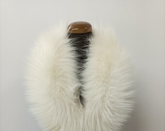 Cuello de piel, cuello de piel de zorro, color hielo, cuello de piel auténtica, accesorios de invierno para abrigos